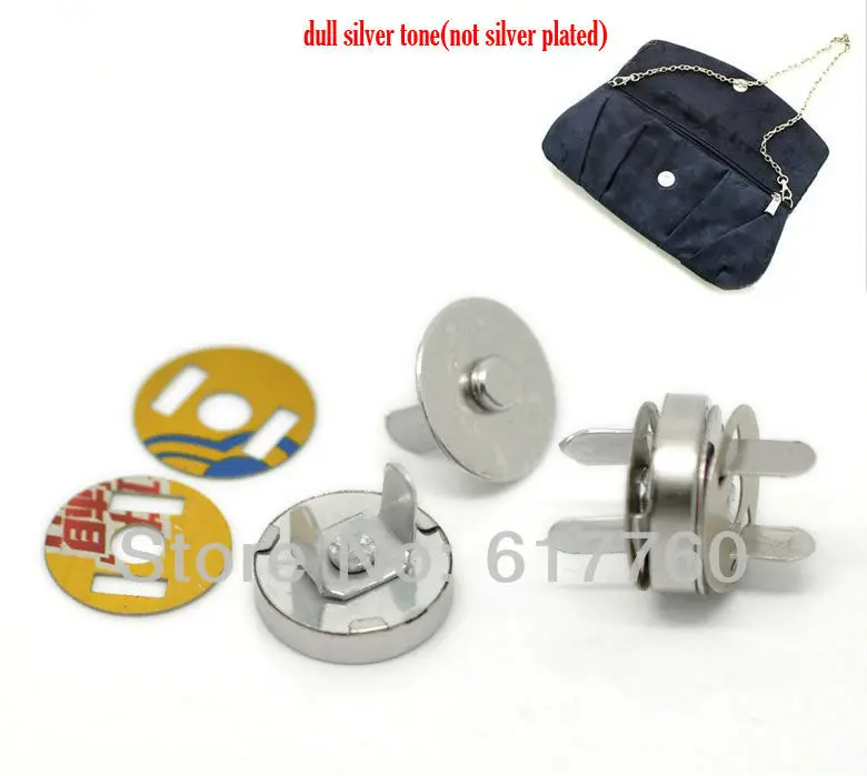 

Free shipping -100 Sets Silver Tone Buttons Magnetic Purse Snap Clasps/ Closure for Purse Handbag 14mm M0024