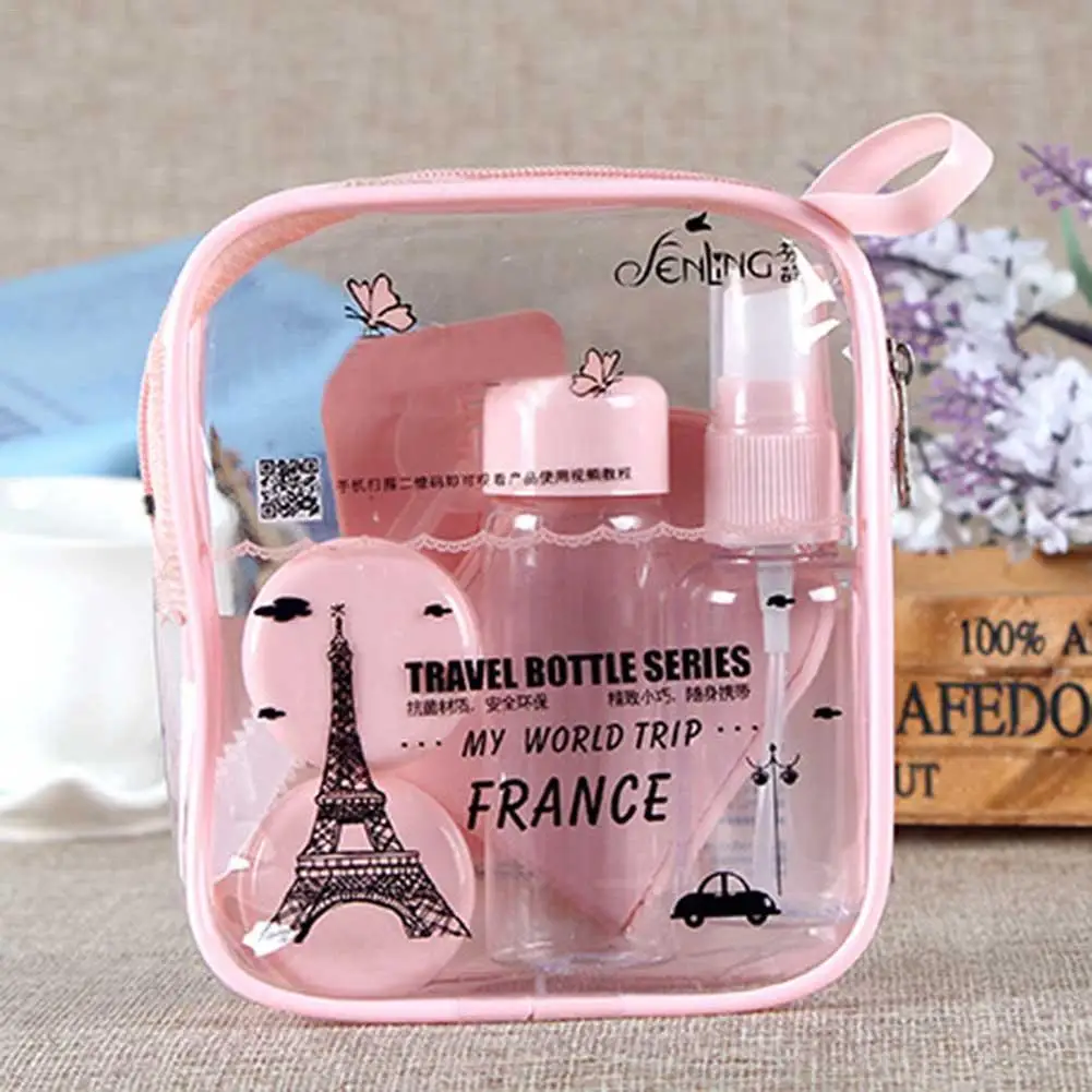 

2018 NEW Cosmetic Transparent Multi-functional Portable Plastic Spray Bottle Travel Press Bottle Spray Set With Mirror Comb