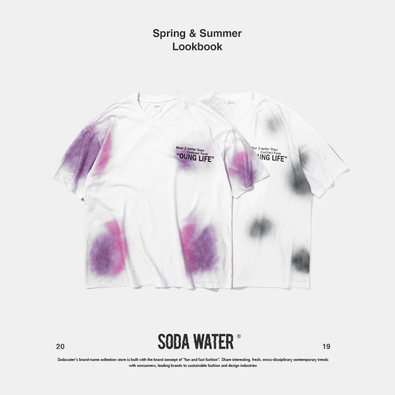 

SODA WATER Oversized Tie-dyed T-shirt Men's T-shirt 2019 Summer Cotton Top Tee Men Clothing Streetwear Hip Hop T-shirts 91151S