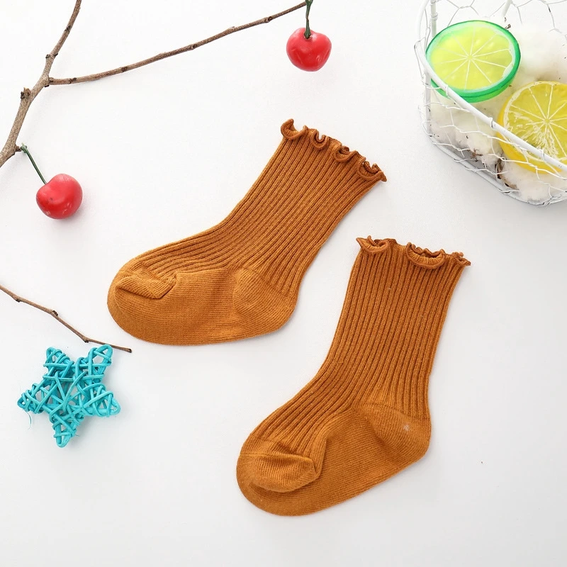 4 Unisex 0-7 Years Kids Socks Cute Solid Color Boys Girls Cotton Socks Children Non Slip Pure Cotton Breathable Socks Multi Color