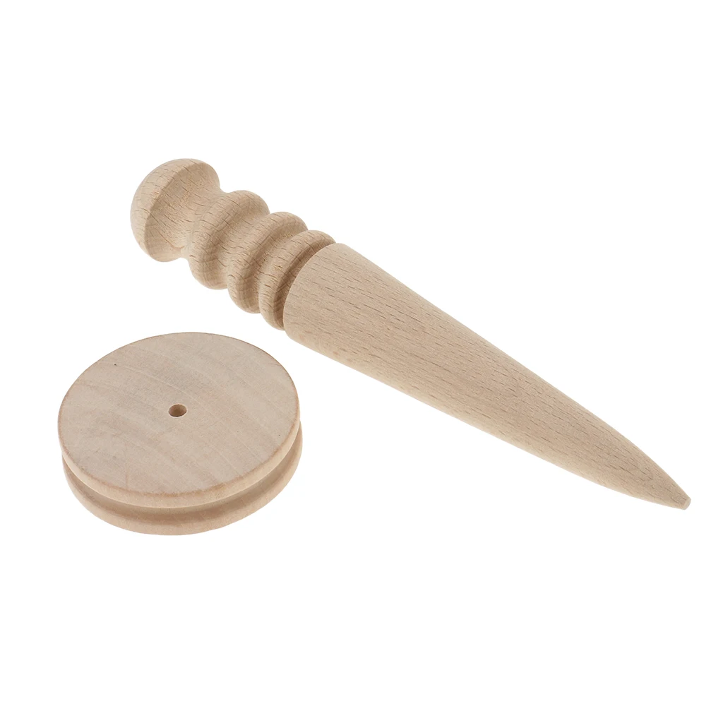 3pcs Wood Leather Edge Slicker + 10pcs Wool Daubers Assisted Dyeing Wool Ball Applicator Leather Craft DIY Hand Tool Set