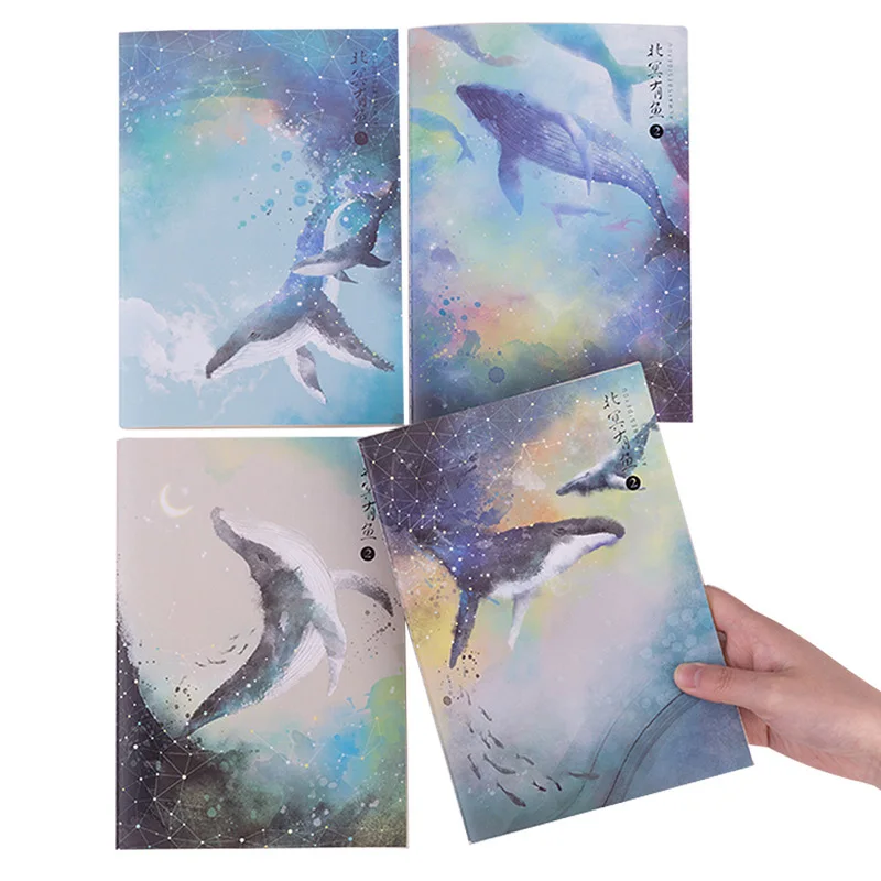 

16K 80 Pages Creative Cartoon Whale Notebook DIY Soft Cover Gridline Diary Notepad Promotional Gift Kawaii Stationery