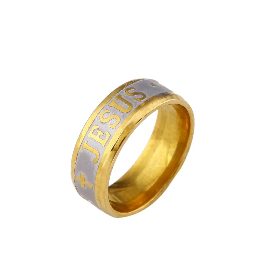 Women Men Jewelry 8mm Stainless Steel Rings Couple Jesus Cross Silver Wedding Religious Ring | Украшения и аксессуары