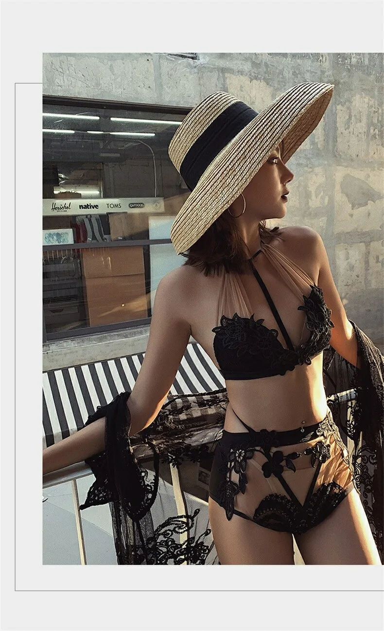 Женский летний раздельный купальник Saida De Praia, купальный костюм, костюмы, бикини, сексуальный, с вырезом, с кружевом, из полиэстера