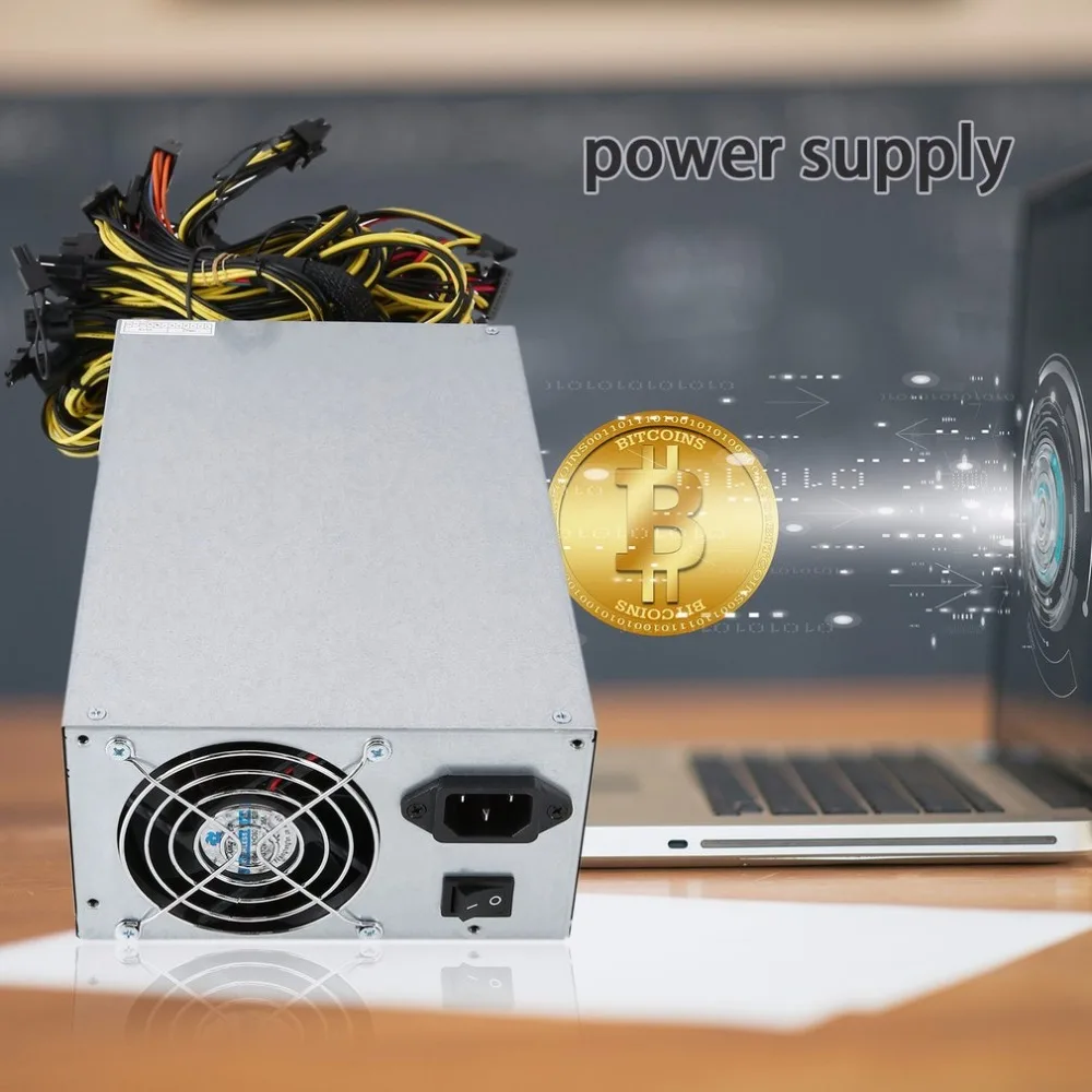 1800W High Efficiency Power Supply for ATX Coin Mining Miner Machine 6 GPU ETH BTC Ethereum with Low Noise Cooling Fan