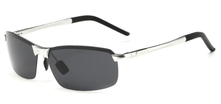 LA VIE поляризационные солнцезащитные очки без оправы, классический спортивный дизайн, мужские солнцезащитные очки с зеркальным покрытием, оправа из сплава, LV8143 - Цвет линз: SilverGray