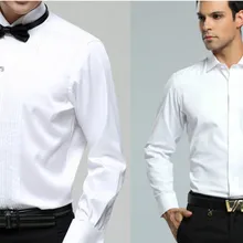 Стиль белая с длинными рукавами Мужская рубашка свадьба/рубашки для жениха, для выпускного вечера Одежда для жениха мужские вечерние рубашки(39-44