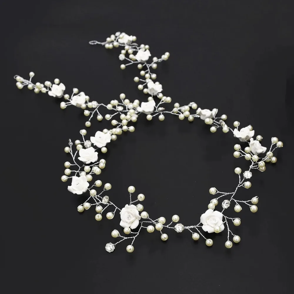 Cute Romantic Flower Pearls Bridal Headpiece Jewelry For Girls Crystal Crown Wedding Headbands Forehead Hair Accessories 2020 | Украшения и