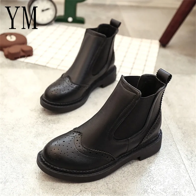 

New Hot style Fashion Chelsea Boots Women Boots Round Head Thick Bottom PU leather Waterproof Woman Martin boots Free Shipping