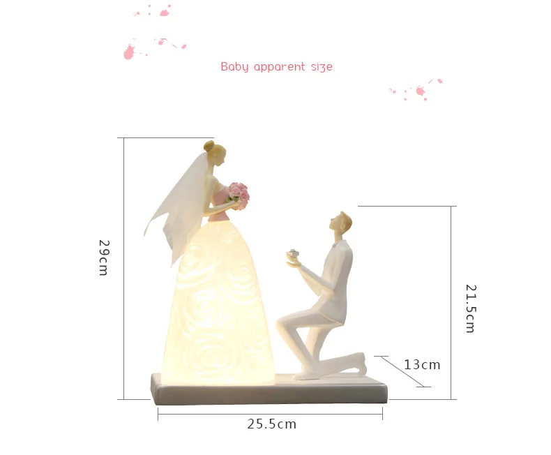 Мода для предложения, свадебное лицо статуя свадебный подарок Принцесса корт королевская Светодиодная лампа смола декоративные настольные лампы для спальни