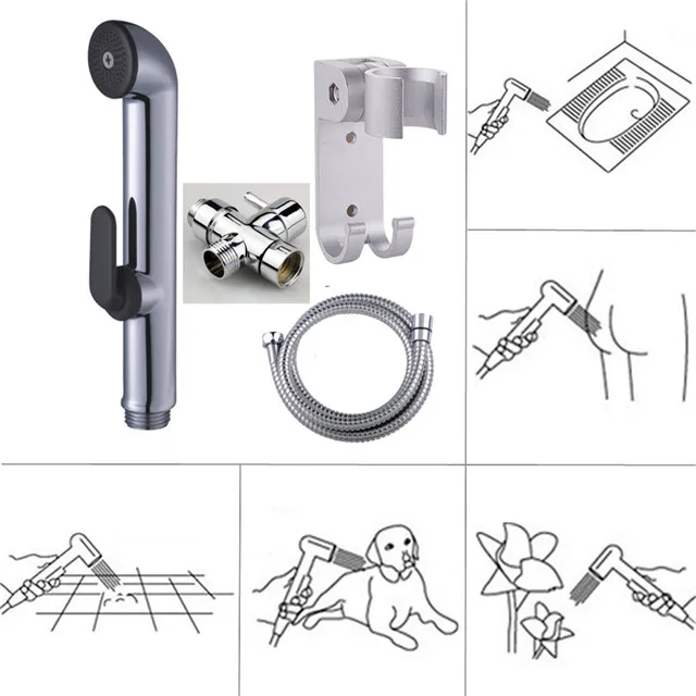 Портативный бидированный ручной распылитель для биде для туалета, ручной распылитель для душа, ручной распылитель для туалета, пистолет для биде, кран для биде - Цвет: A set2