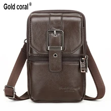 Золотые коралловые сумки через плечо из натуральной кожи, мужские поясные сумки, модные 5,5 дюймовые Чехлы для телефона, мужской кошелек, поясная сумка