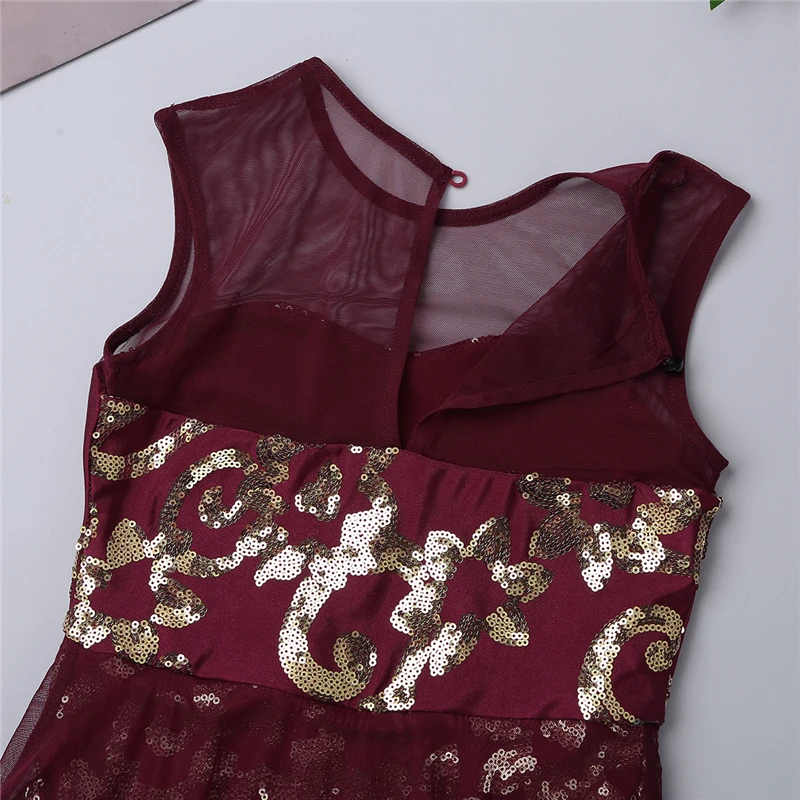 Kids Glittery Ballet Tutu Dress Gymnastics Leotard Dance Girls Floral Sequins Leotard contemporary Dress Lyrical Dance costumes