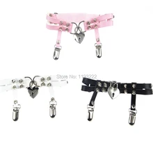Стильный панк готический шипованные шипы ручной работы кожа подвязки бедра жгут безопасный ключ-сердце, замок запираемый Подвязки Пояс для чулок