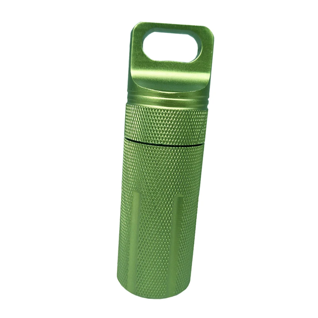 Водонепроницаемый Открытый Отдых Путешествия Портативный алюминиевый чехол для таблеток Бутылка Контейнер для хранения с держателем брелок-Органайзер - Цвет: Green