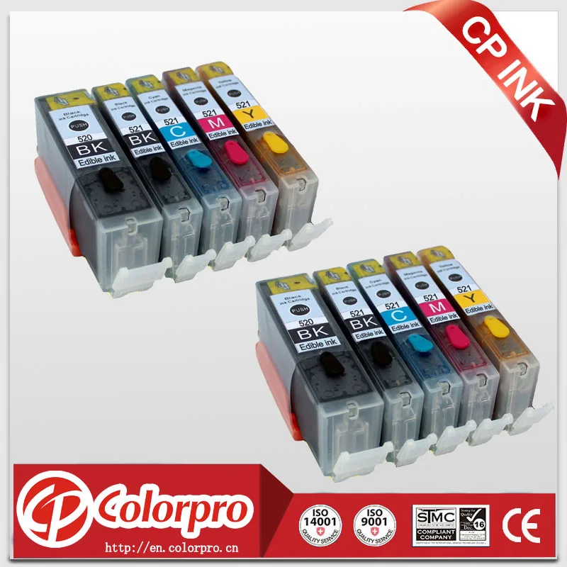 

10PK 520 521 edible ink cartridge for Canon pixma IP3600, IP4600, IP4700, MP540, MP550, MP560, MP620, MP630, MP640, MP980,