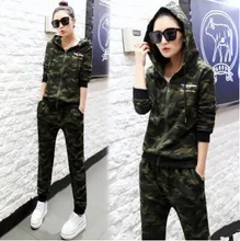 2016 Autumn Plus Size Hoodies Women Cotton Camouflage Casual Tracksuit Sportsuit Feminino Two Piece Women’s Hoodie 2XL 3XL