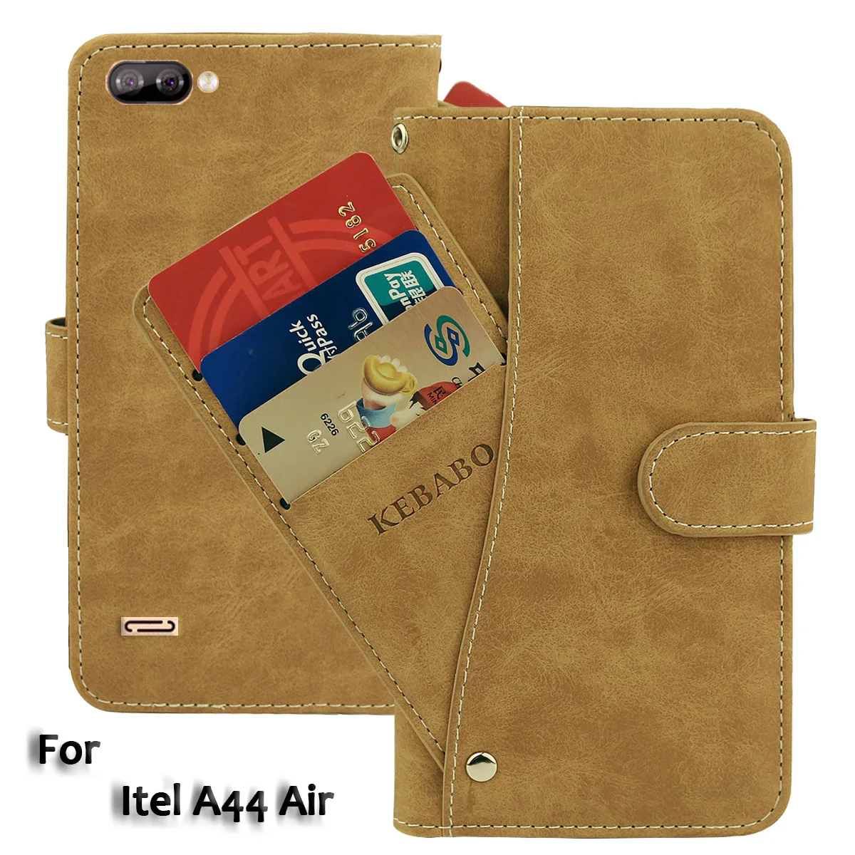 

Vintage Leather Wallet Itel A44 Air Case 5.45" Flip Luxury 3 Front Card Slots Cover Magnet Stand Phone Protective Bags