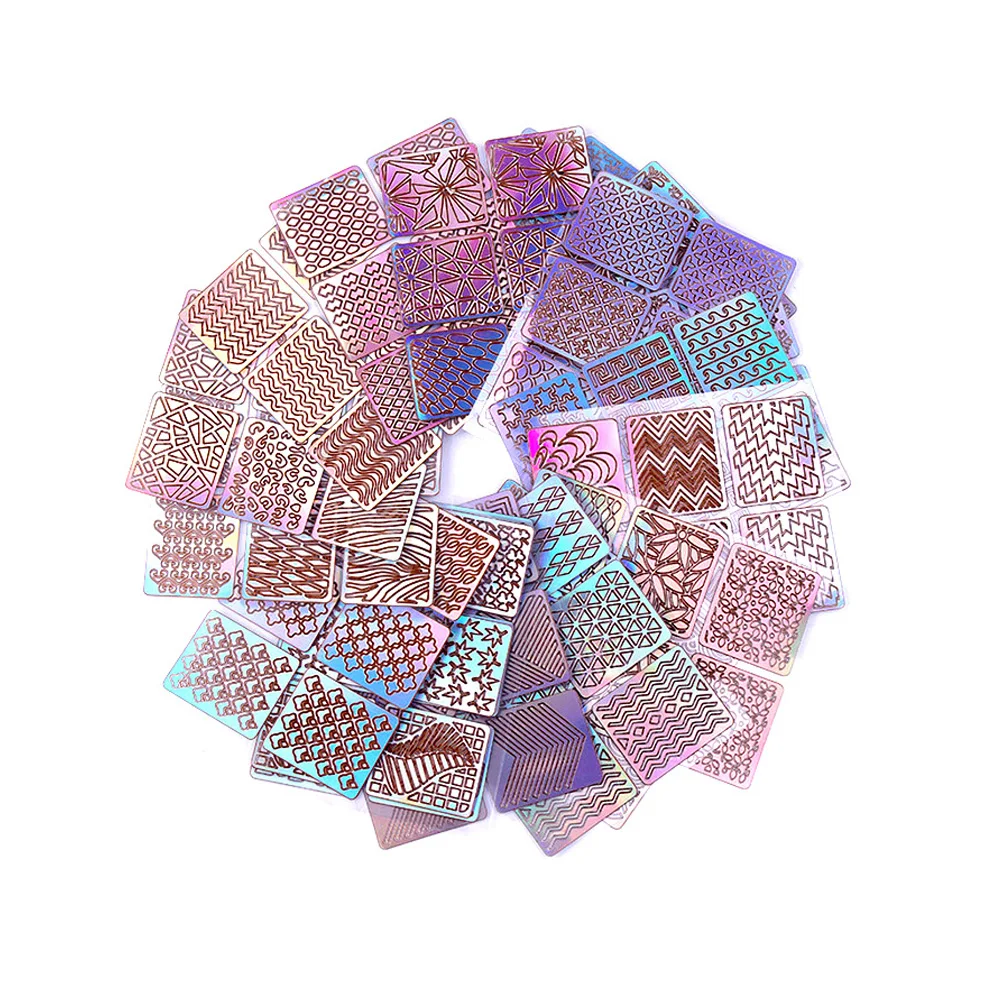 

24 Sheet Nail Art Vinyl Stencil Guide Square Hollow Out DIY Nail Sticker Makeup Nail Tips Image Guide
