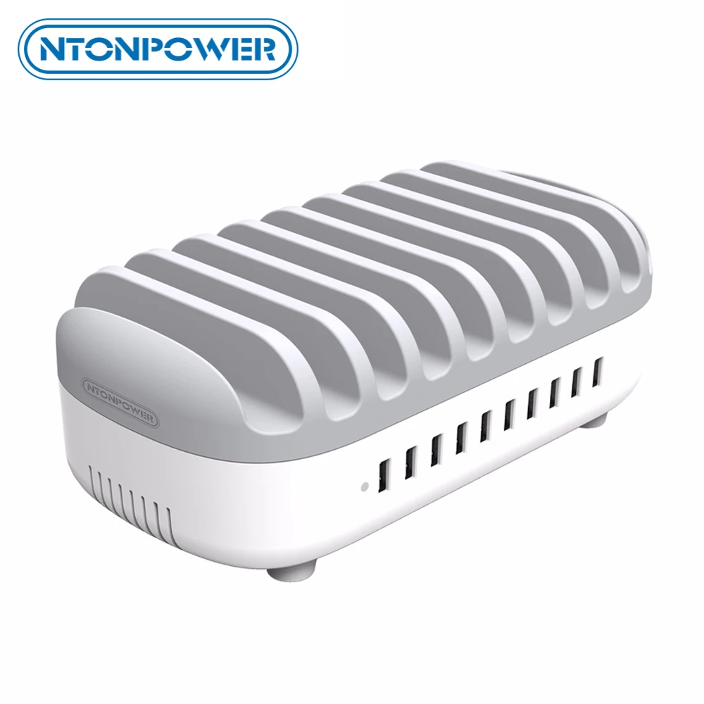  NTONPOWER Desktop Multi USB Charging Station Dock with Phone Holder Organizer 10 Ports 2.4A Fast Ch