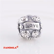 Подходит для Pandora талисманы браслеты Семья Любовь бусины 925 пробы серебряные ювелирные изделия