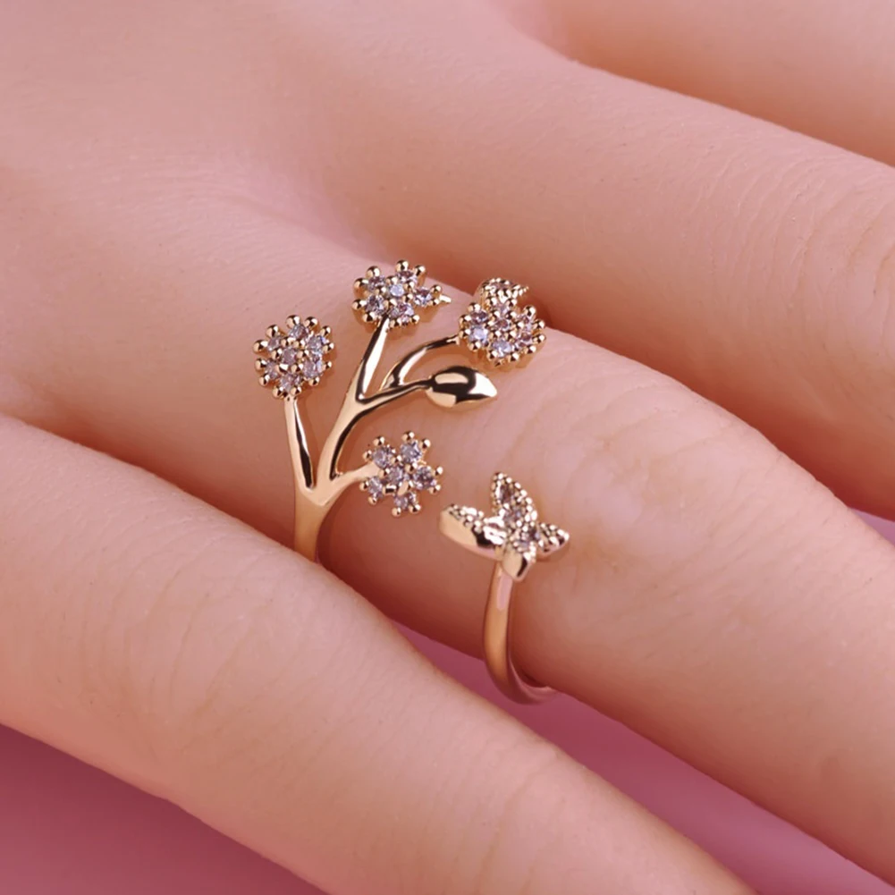 

Silver Lovely Jewelry Butterfly Design Engagement Ring for Women Girls Lady