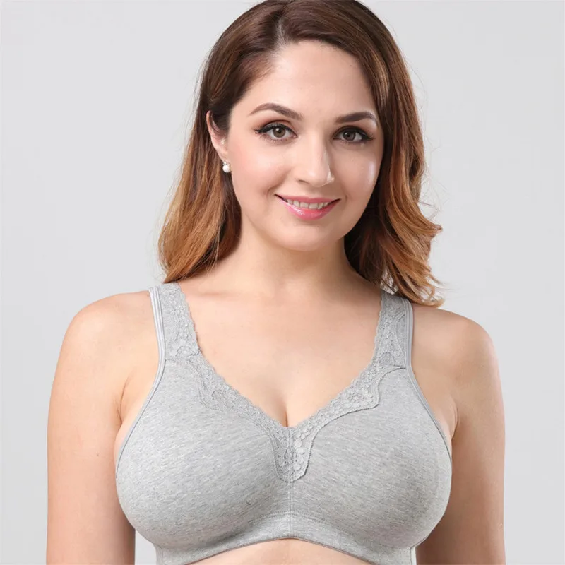 Wholesale Ladies Ultra-thin Cotton Material Bras 110C Big Size Underwear With Full Cup and No Steel Ring-8