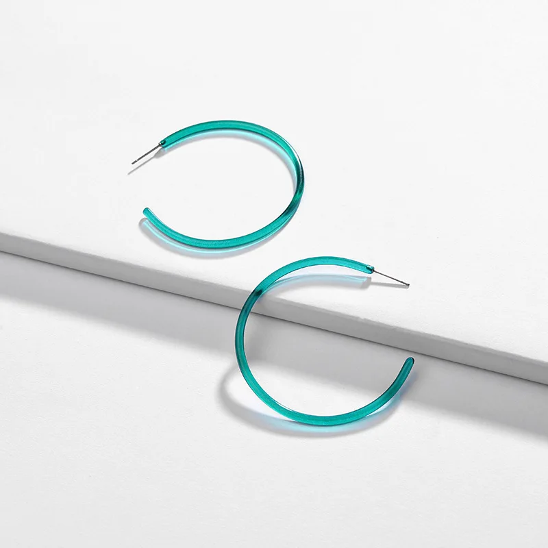 

HUIDANG Fashion Earring Jewelry Transparent Clear Acrylic Resin Thin Hoop Earrings for Women