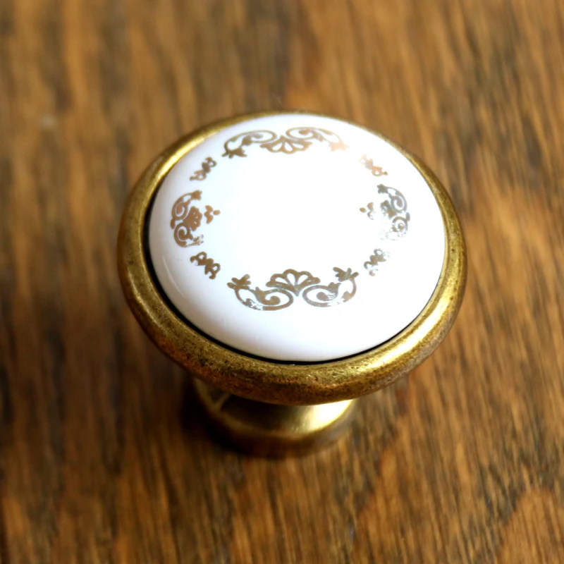 Dia 32mm Antique Brass Ceramic Knobs Single Hole Door Knob