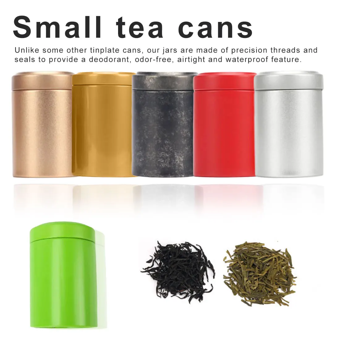 

Aluminum Smell Proof Portable Small Metal Sealed Cans Travel Tea Caddy Airtight Container Stash Jar Tea/Caddy Airtight Smell
