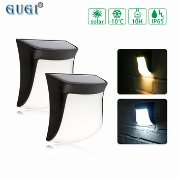 

2 Pcs GUGI Solar LED Light Waterproof IP44 Solar Lamp Smile Face Smart Light Outdoor Fence Wall Lamp For Garden Solar LED Light