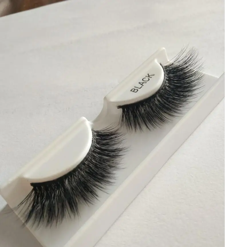1 pair 100 handmade real mink fur false eyelash 3D strip mink lashes