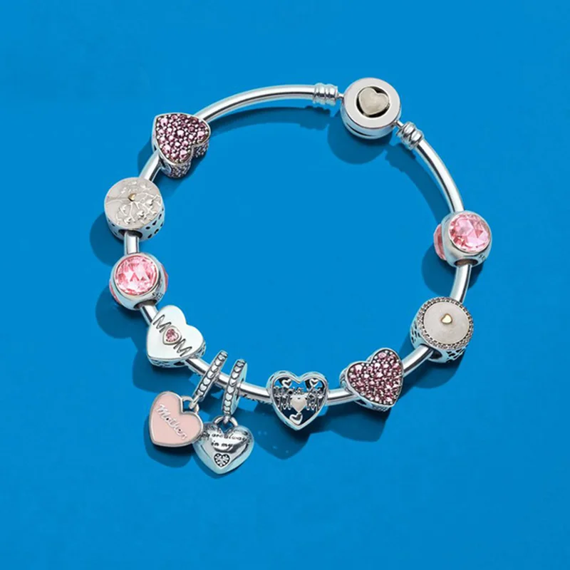 

NEW 100% 925 Sterling Silver The Birth Of love Full Bracelets Set Fit DIY Original Fashion Jewelry Gift Woman