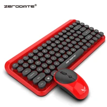 ZERODATE Новая мода ретро беспроводная клавиатура и мышь набор 2,4G мышь и клавиатура набор красный стиль подходит для ПК ноутбуков