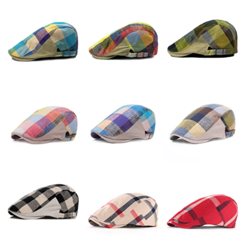 Mens Plaids Duckbill Newsboy Gatsby Hat Golf Driving Cabbie Beret Ivy