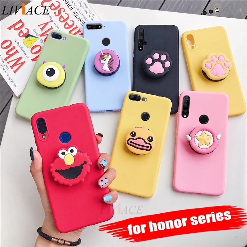 3D Силиконовый мультяшный чехол для huawei honor 9 10 lite view 20 pro 8x play 10i 20i girl милый держатель для телефона с Подставкой Мягкий чехол funda| | | АлиЭкспресс