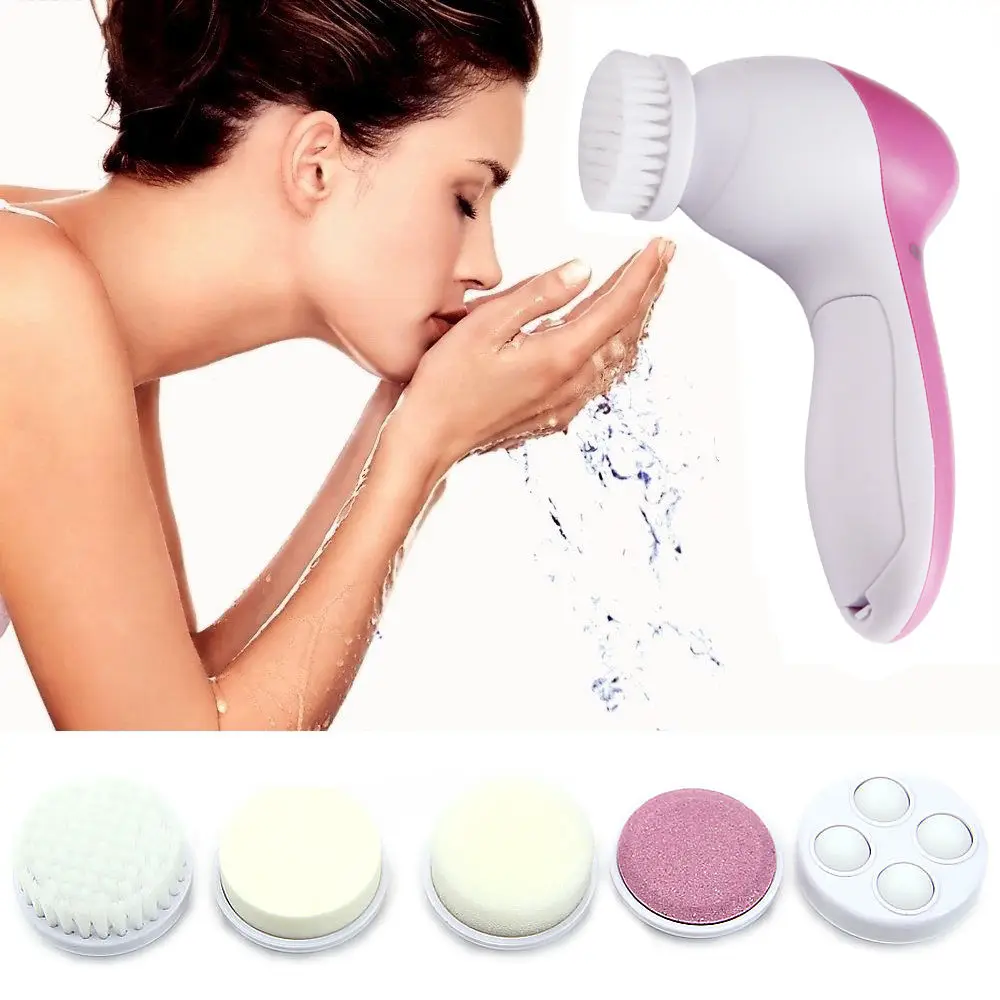 5 in 1 Electric Facial font b Cleanser b font Face Skin Care Set Cleansing Brush
