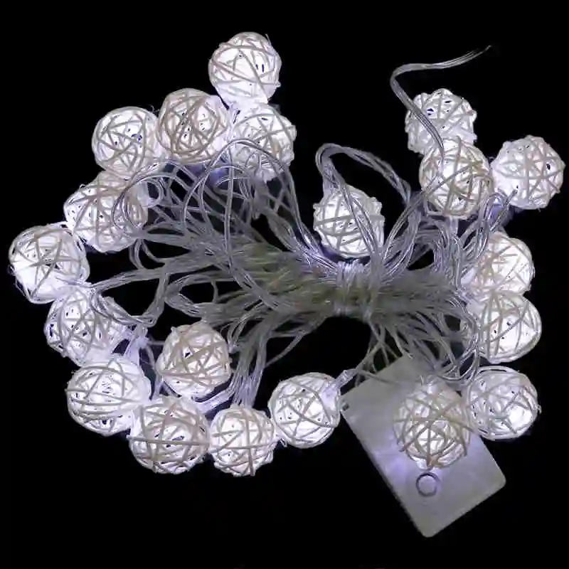 

5M 20 Rattan Ball Led String Light Christmas 220V 110V Garden Holiday Pendant Garland Wedding Party Decoration Fairy Lights