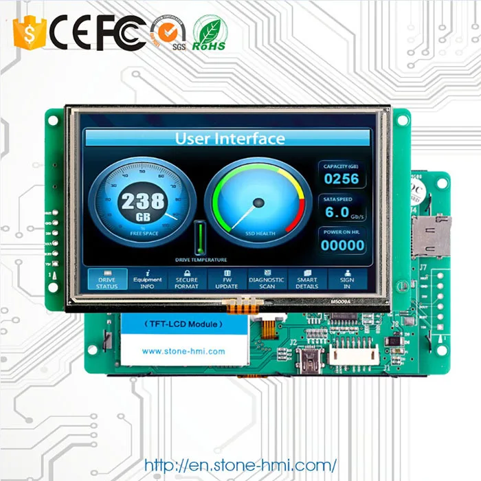 

5.0 inch new sunlight readable LCD screen with PCB board and MCU TTL/USB interface use in charging station