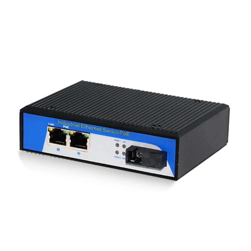 100 м промышленный переключатель 2 порты и разъёмы 10/100Base TX к 100Base FX промышленных POE