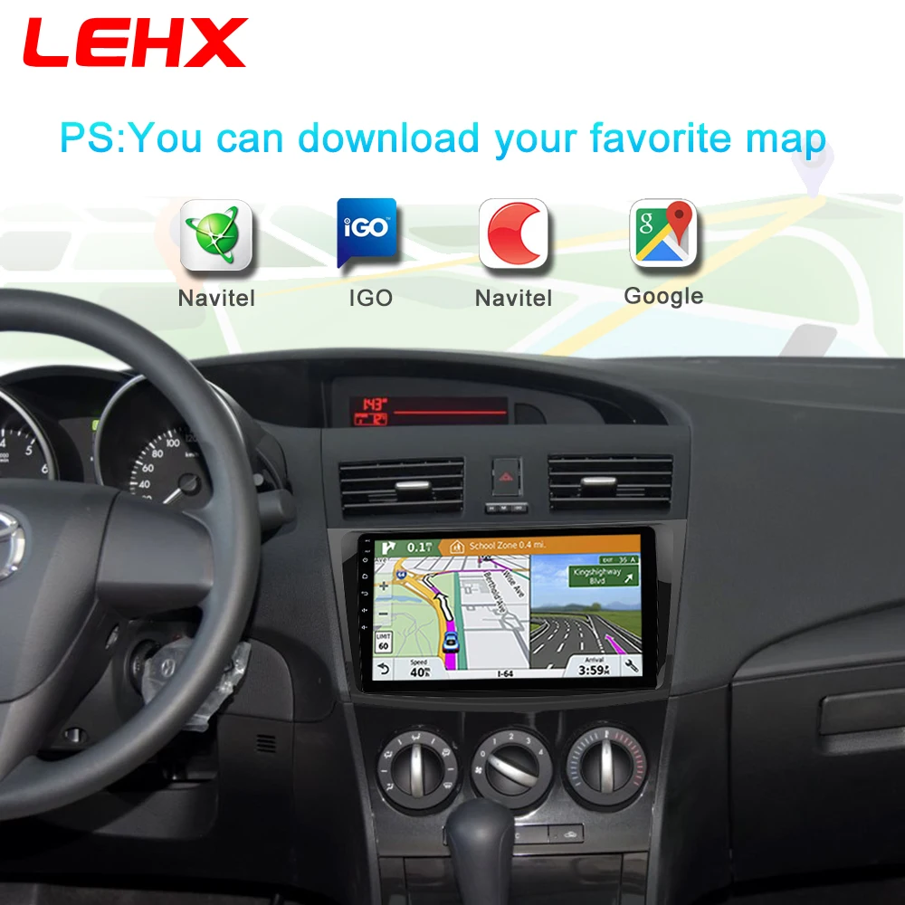 Coche DVD GPS android 8,1 coche Radio Estéreo 1G 16G mapa gratuito Quad Core 2 din Car Multimedia jugador para Mazda 3 2004-2013 maxx axel