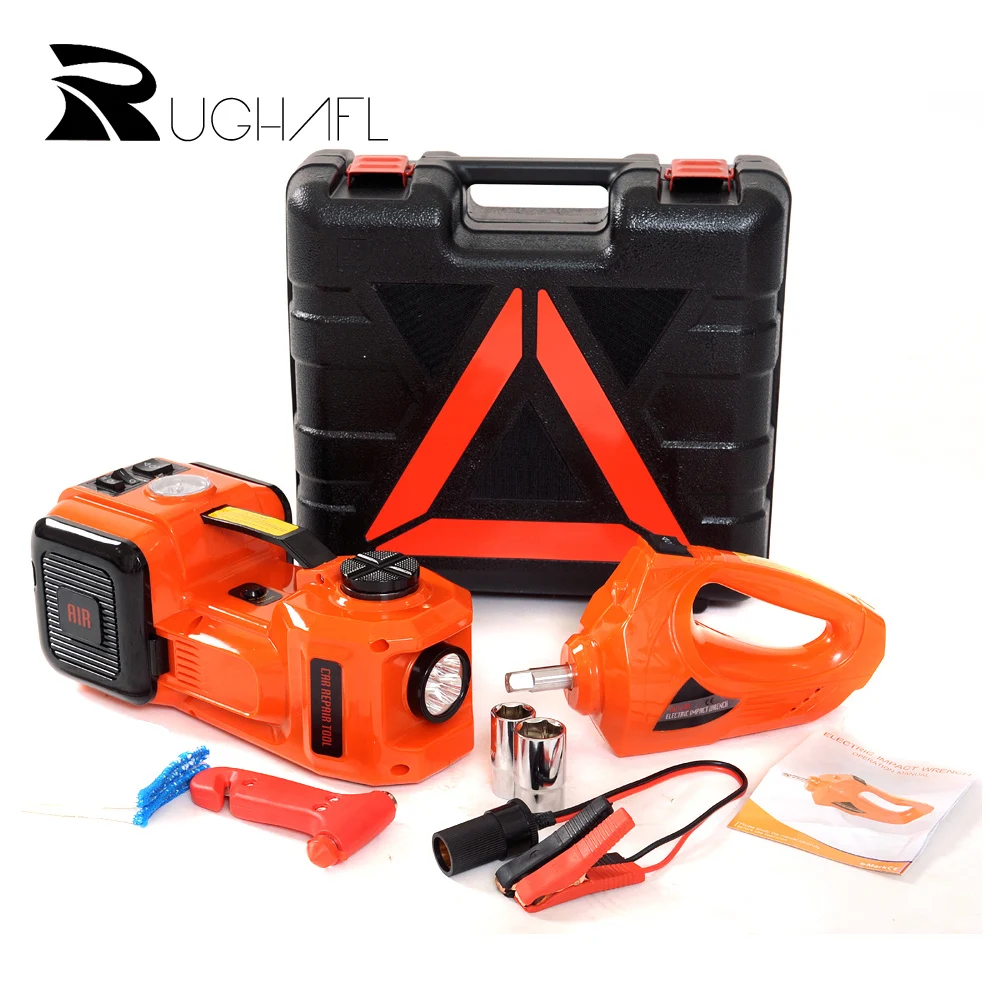 

free and fast shipping 4 functions 12-36cm electric lifting jack with impact wrench and inflating pump