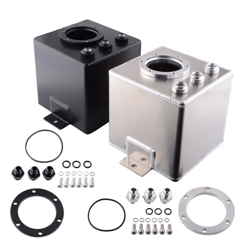 

SPEEDWOW 2L Billet Aluminum Oil Fuel Surge Tank With Fittings Auto Oil Can Catch Tank Radiator Water Coolant Tank