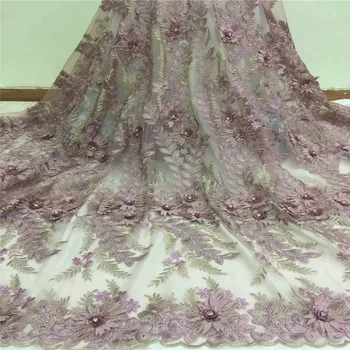 

2018 Beautiful Mesh Material African Bridal Beaded 3d Lace Fabric High Quality Nigerian French Tulle Lace HJ1195-1
