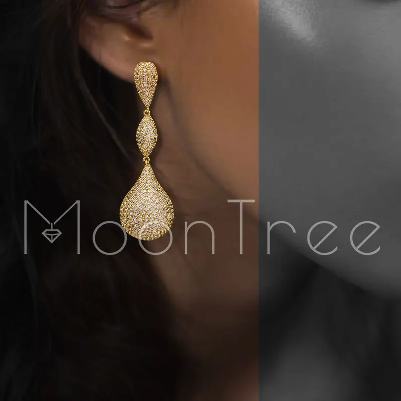 Роскошные серьги MoonTree 65 мм с твердым шариком большие полностью покрытые