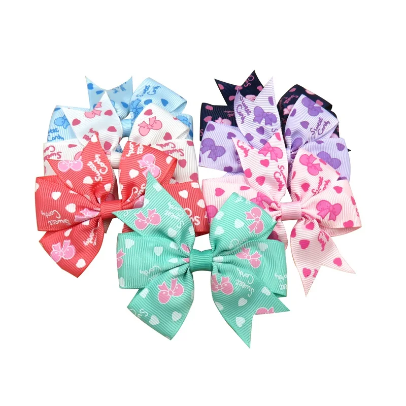 

1PCS Novelty Bow tie Print Elastic Hair Bands Girls Ribbon Bows Girls Hair Ring Tie Rope Hair Accessories Best Holiday Gift