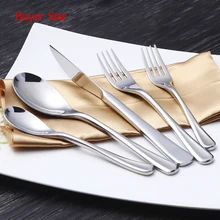 5pcs Luxury Silver Plated Cutlery Set 18 10 Stainless Steel Dinner Knives Salad Fork Teaspoon Hotel Restaurant Dinnerware Set