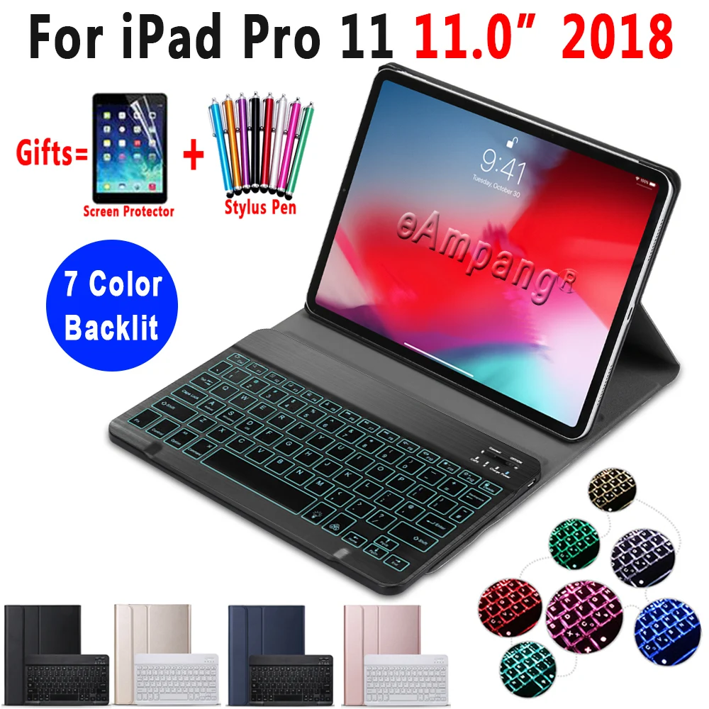 

7 Backlit Keyboard Case for Apple iPad Pro 11 Case A1980 A1979 A1934 A2013 Cover Slim Leather Bluetooth Keyboard Coque Funda