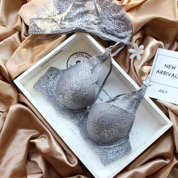 

New lace underwear set female thick anti-sagging on the collection of the second milk gathered bra set push up lingerie set