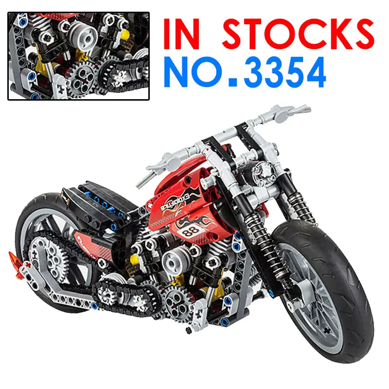 378Pcs Technic Motorcycle Exploiture Model Harley Vehicle Bricks Block Building